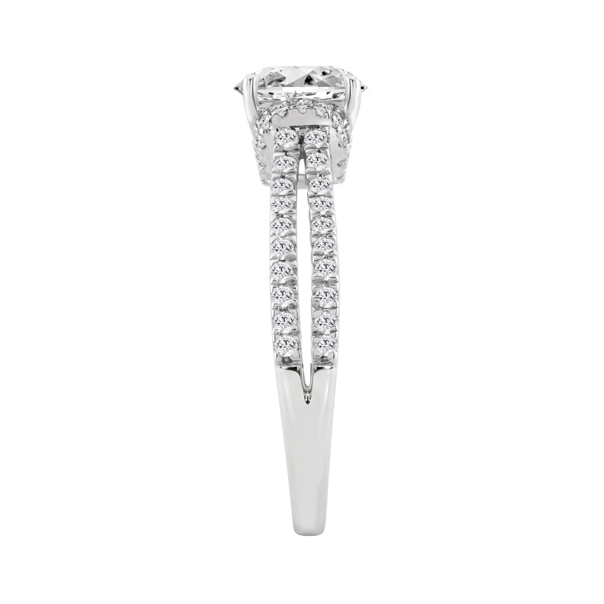 14K WHITE GOLD 1 1/2CT ROUND DIAMOND LADIES BRIDAL RING (CENTER STONE ROUND DIAMOND 1CT)