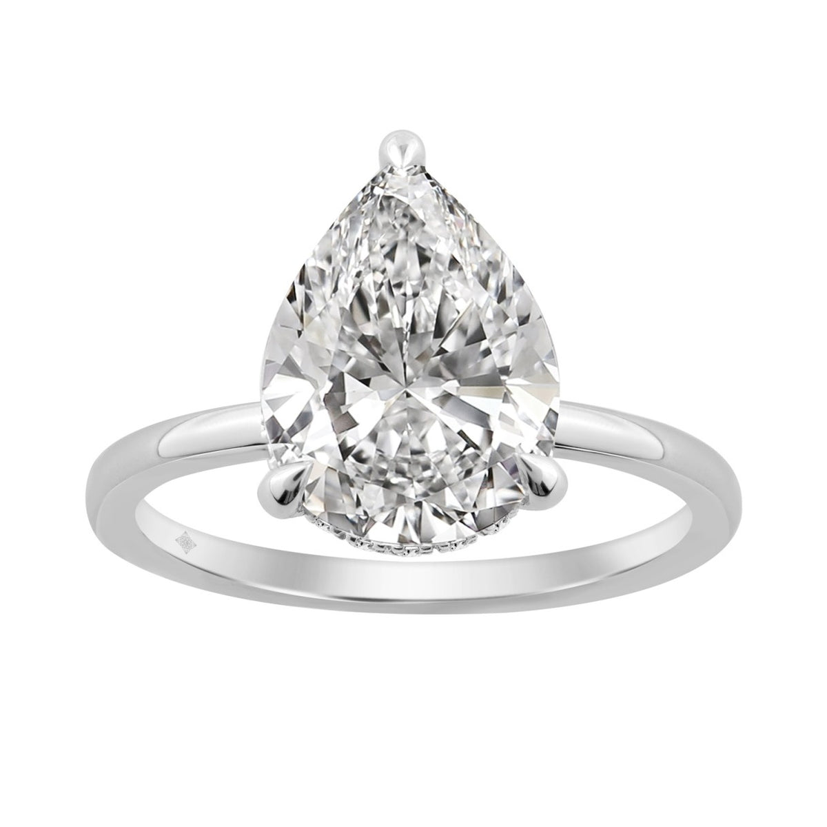14K WHITE GOLD 3.00CT ROUND/PEAR DIAMOND LADIES RING (CENTER STONE PEAR DIAMOND 3CT)