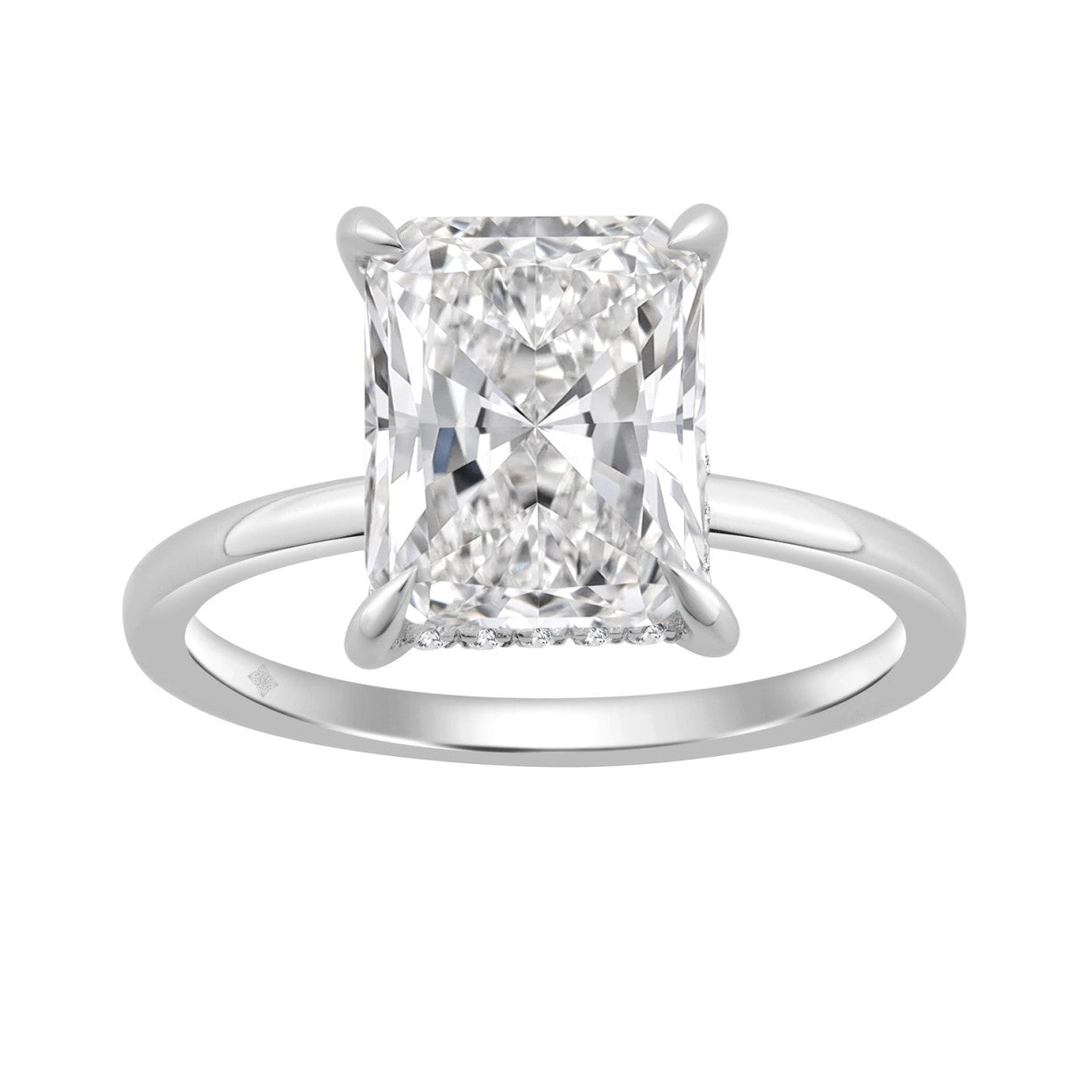 14K WHITE GOLD 3 1/8CT ROUND/RADIANT DIAMOND LADIES RING (CENTER STONE RADIANT DIAMOND 3.00CT)