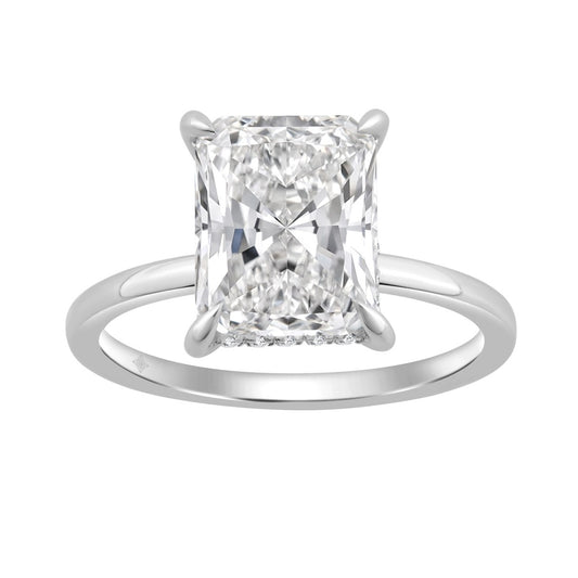 14K WHITE GOLD 3 1/8CT ROUND/RADIANT DIAMOND LADIES RING (CENTER STONE RADIANT DIAMOND 3.00CT)