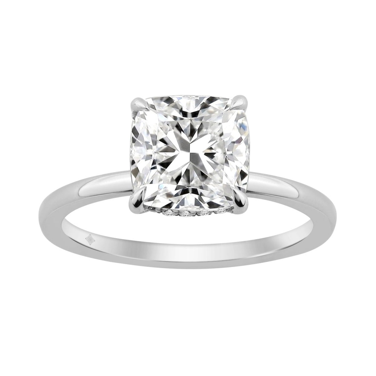 14K WHITE GOLD 3.00CT ROUND/CUSHION DIAMOND LADIES RING (CENTER STONE CUSHION DIAMOND 3CT)