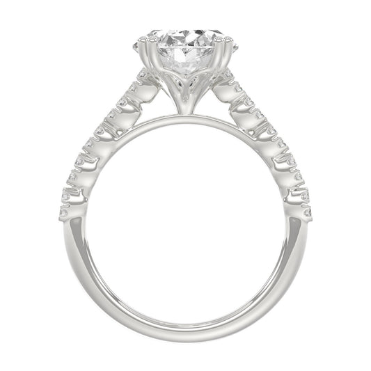 Ladies 14K White Gold Ladies Elegance- Bridal Set  3 1/3CT Round & Oval Diamonds 3.00CT Oval Center stone (Color F-G  Clarity VS1/VS2)