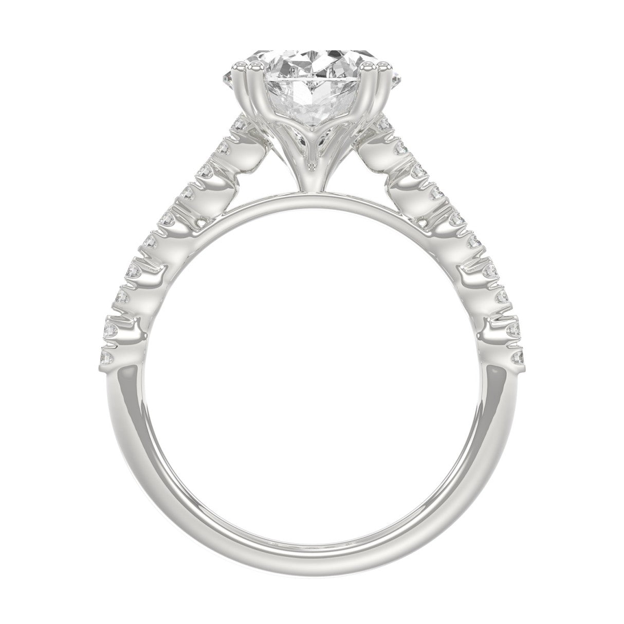 Ladies 14K White Gold Ladies Elegance- Bridal Set  3 1/3CT Round & Oval Diamonds 3.00CT Oval Center stone (Color F-G  Clarity VS1/VS2)