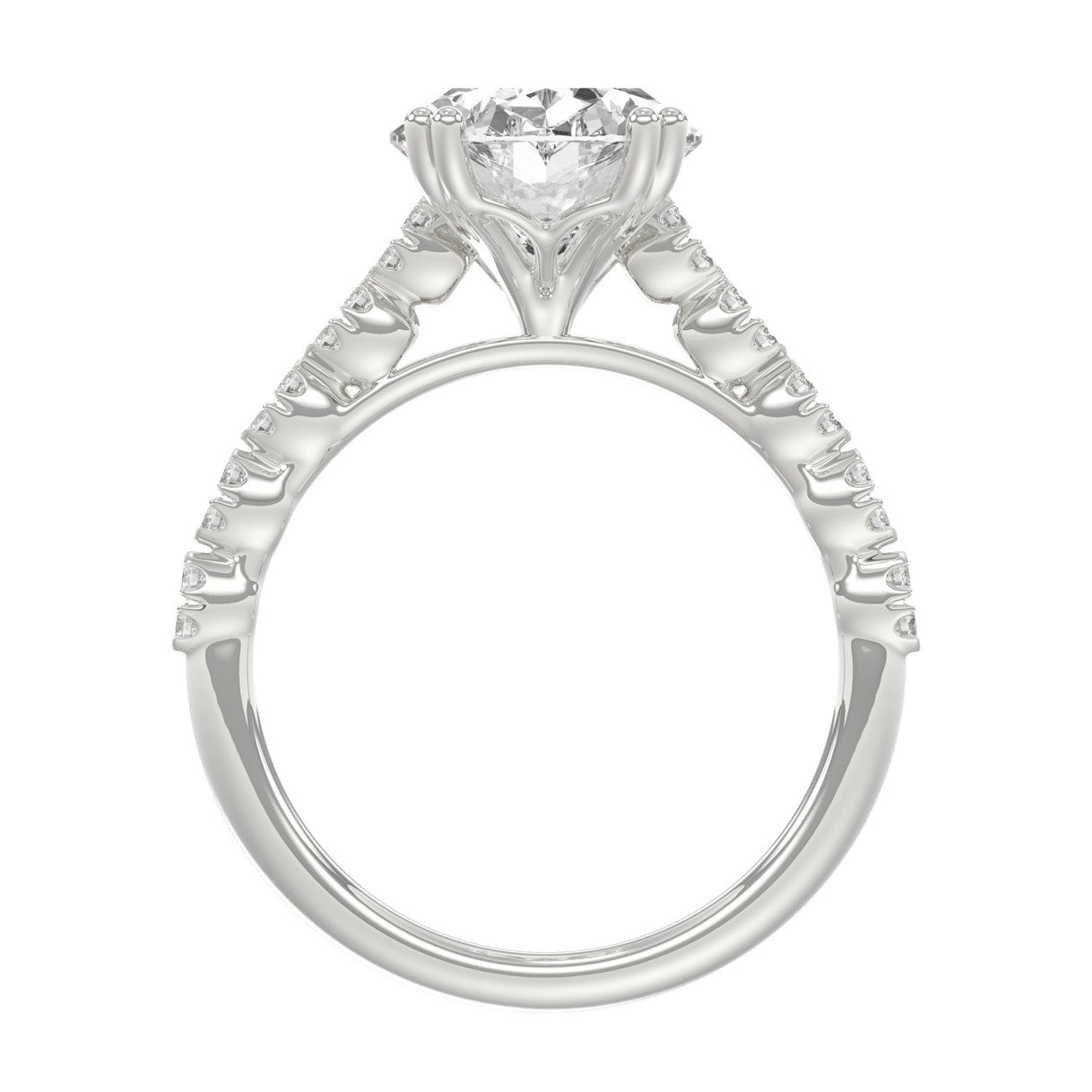 Ladies 14K White Gold Ladies Elegance- Bridal Set  3 1/3CT Round & Oval Diamonds 3.00CT Oval Center stone (Color F-G  Clarity VS1/VS2)