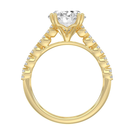 Ladies 14K Yellow Gold Ladies Elegance- Bridal Set  3 1/3CT Round & Oval Diamonds 3.00CT Oval Center stone (Color F-G  Clarity VS1/VS2)