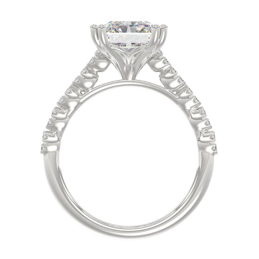 Ladies 14K White Gold Ladies Elegance- Bridal Set  3 1/3CT Round &amp; Radiant Diamond 3.00CT Radiant Center stone (Color F-G -Clarity VS1/VS2)