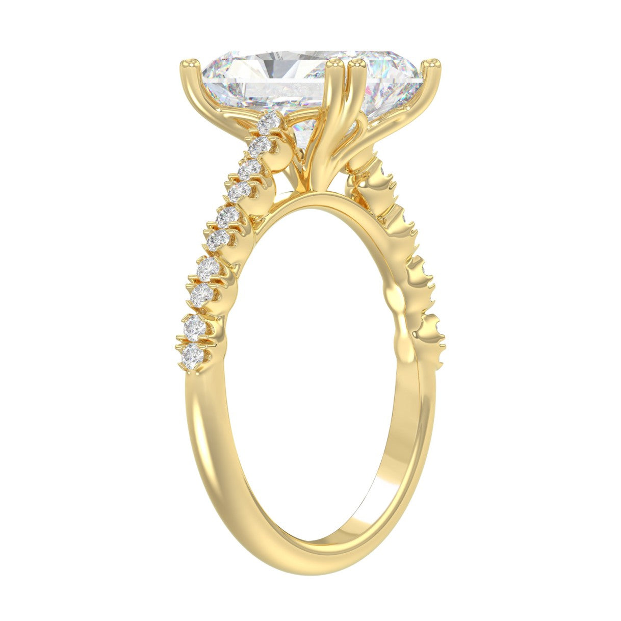 Ladies 14K Yellow Gold Ladies Elegance- Bridal Set  3 1/3CT Round &amp; Radiant Diamond 3.00CT Radiant Center stone (Color F-G -Clarity VS1/VS2)