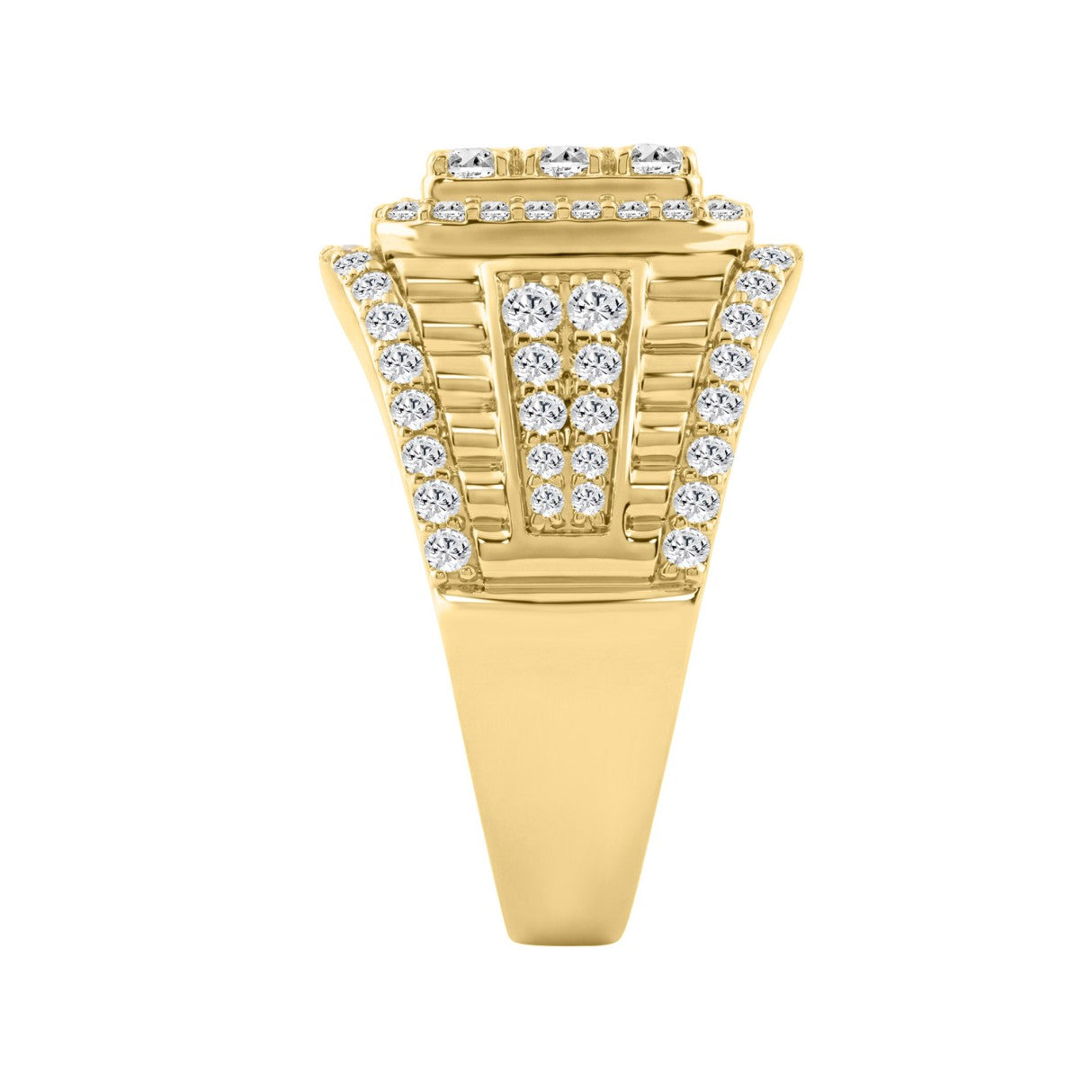 14K YELLOW GOLD 2.00CT ROUND DIAMOND MEN'S RING