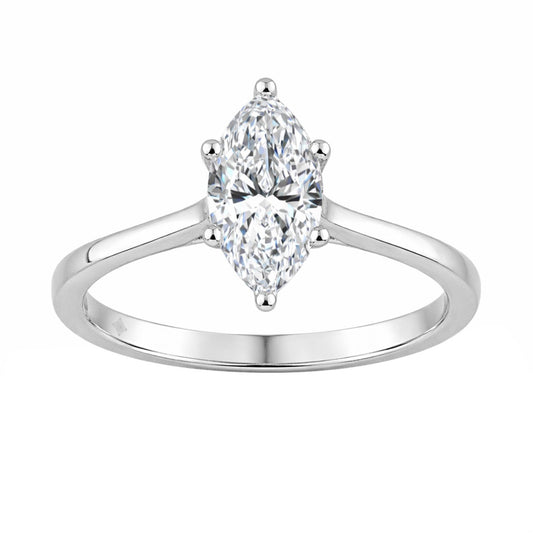 14K WHITE GOLD 1.00CT MARQUISE DIAMOND LADIES SOLITAIRE RING (CENTER STONE MARQUISE DIAMOND 1CT