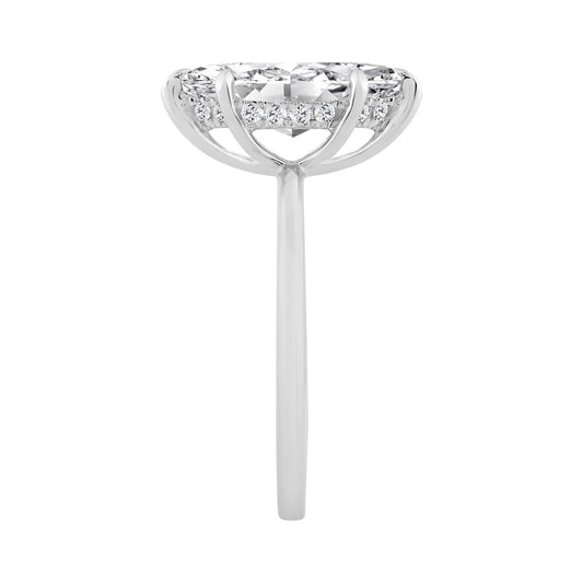 14K WHITE GOLD 2.00CT MARQUISE/ROUND DIAMOND LADIES RING (CENTER STONE MARQUISE DIAMOND 2.00CT)
