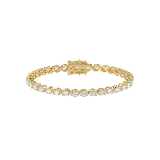 Fancy Oval Shape Diamond Ladies Tennis Bracelet in 14K Yellow Gold 4CT (Color F-G -Clarity VS1/VS2)