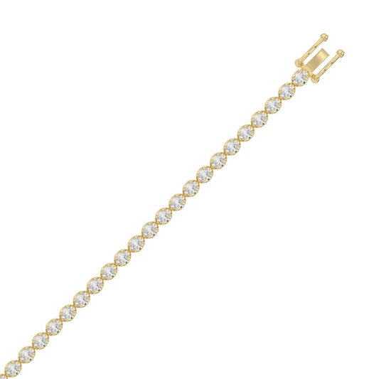 Fancy Oval Shape Diamond Ladies Tennis Bracelet in 14K Yellow Gold 4CT (Color F-G -Clarity VS1/VS2)