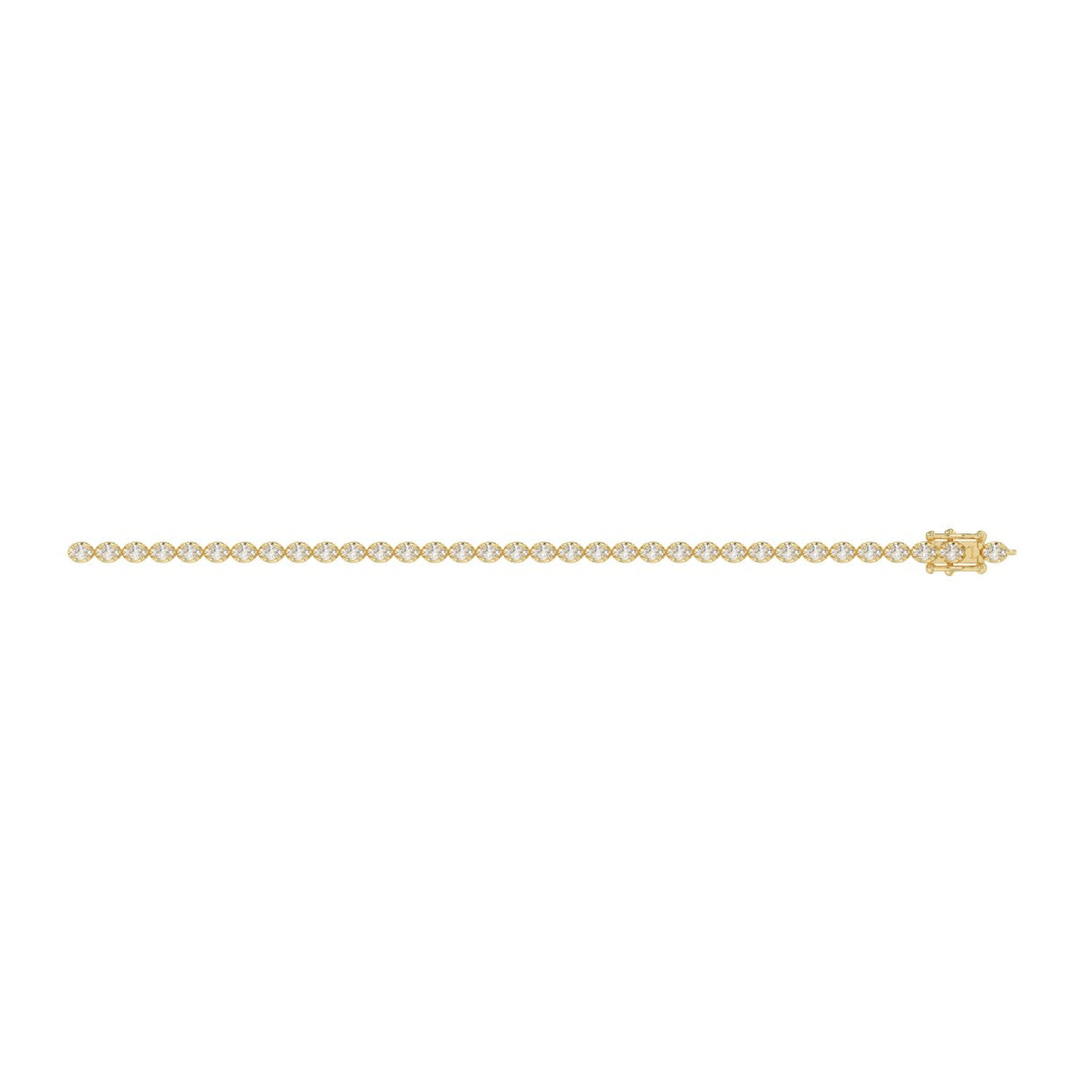 Fancy Oval Shape Diamond Ladies Tennis Bracelet in 14K Yellow Gold 4CT (Color F-G -Clarity VS1/VS2)