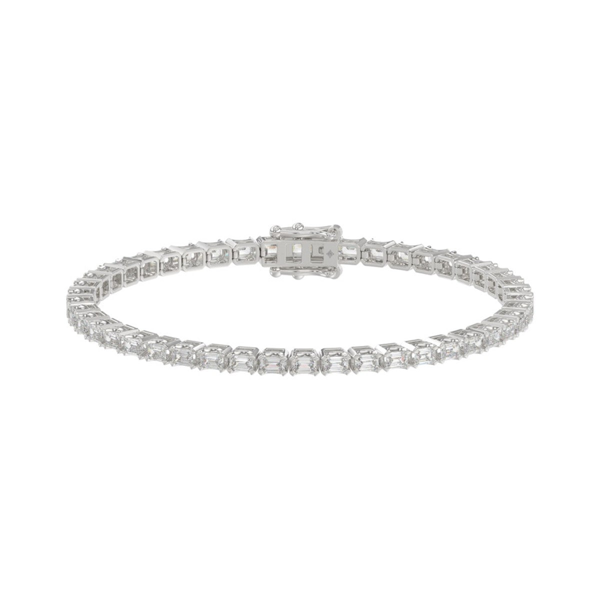 Luxury Emerald Shape Diamond Ladies Tennis Bracelet in 14K White Gold 4 1/2CT (Color F-G -Clarity VS1/VS2)