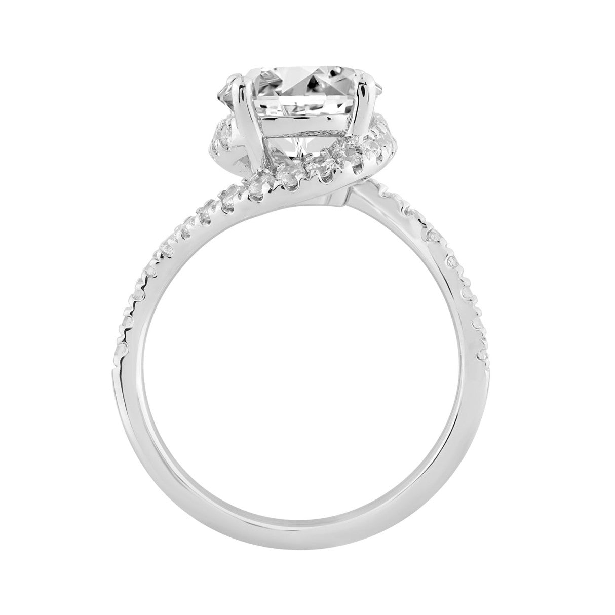 14K White Gold Round Cut Diamond Bridal Ring 3 1/2Ct Wedding Engagement Ladies Ring 3Ct Round Center Stone (Color F-G -Clarity Vs1/Vs2)