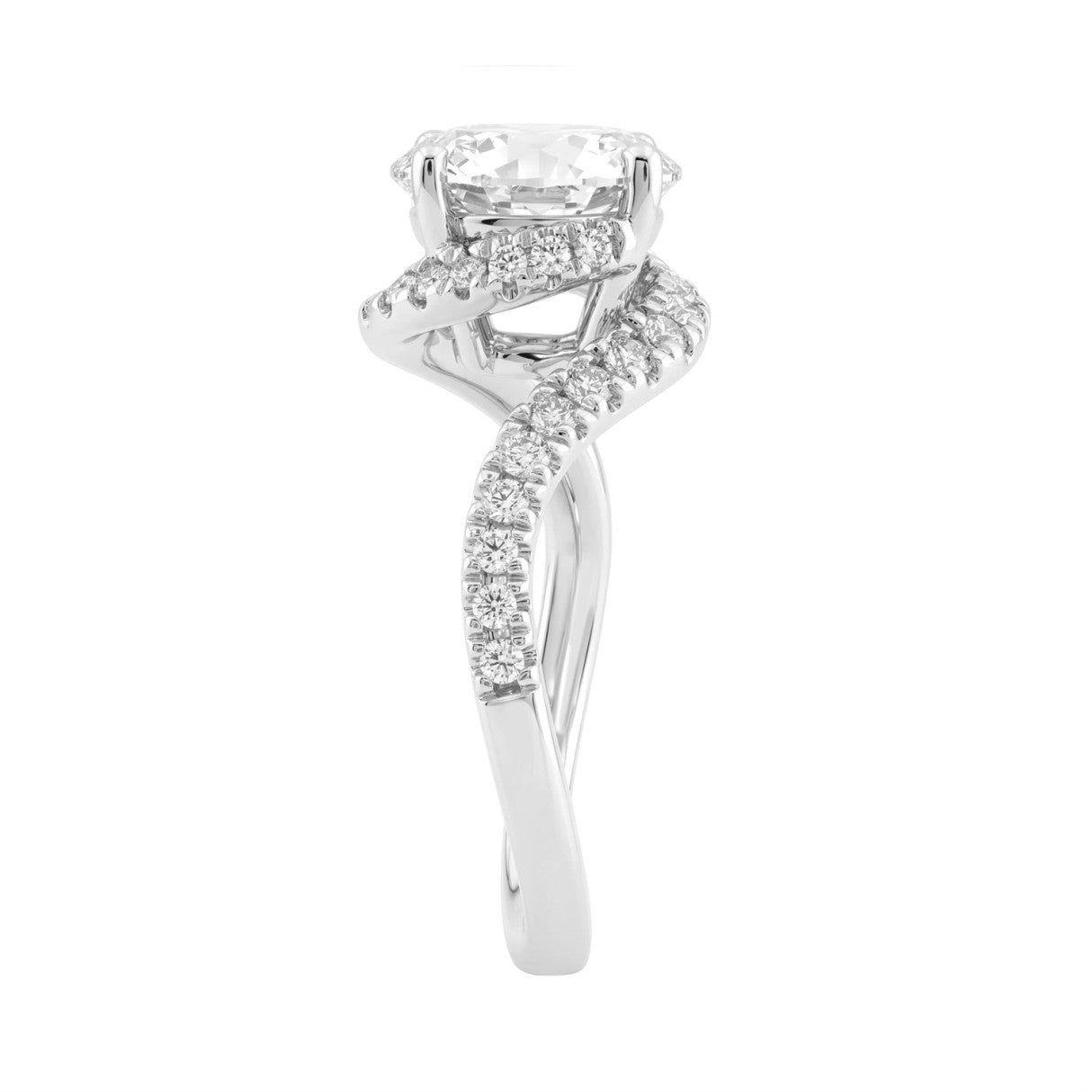 14K White Gold Round Cut Diamond Bridal Ring 3 1/2Ct Wedding Engagement Ladies Ring 3Ct Round Center Stone (Color F-G -Clarity Vs1/Vs2)