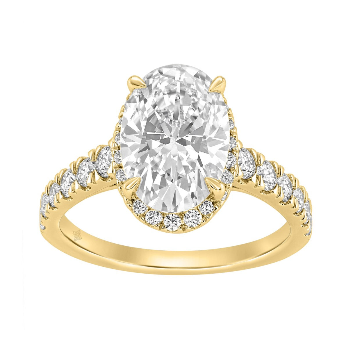 14K Yellow Gold 4 3/4Ct Oval Cut Lab-Grown Diamond Engagement Ring With Hidden Halo Round &amp; Oval Bridal Ring Set For Women 4Ct Oval Center Stone (Color F-G -Clarity Vs1/Vs2)