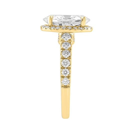 14K Yellow Gold 4 3/4Ct Oval Cut Lab-Grown Diamond Engagement Ring With Hidden Halo Round &amp; Oval Bridal Ring Set For Women 4Ct Oval Center Stone (Color F-G -Clarity Vs1/Vs2)