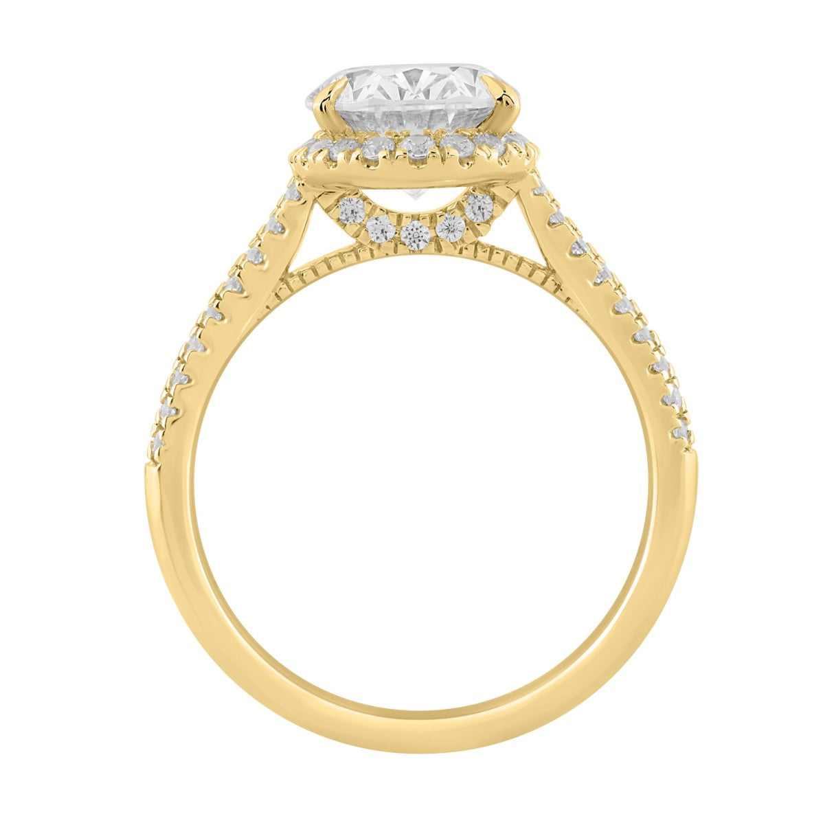 Luxury 14K Yellow Gold 3 1/2Ct Round & Oval Lab-Grown Diamond Halo Ring Elegant Bridal Engagement Ring For Women 3Ct Oval Center Stone (Color F-G -Clarity Vs1/Vs2)