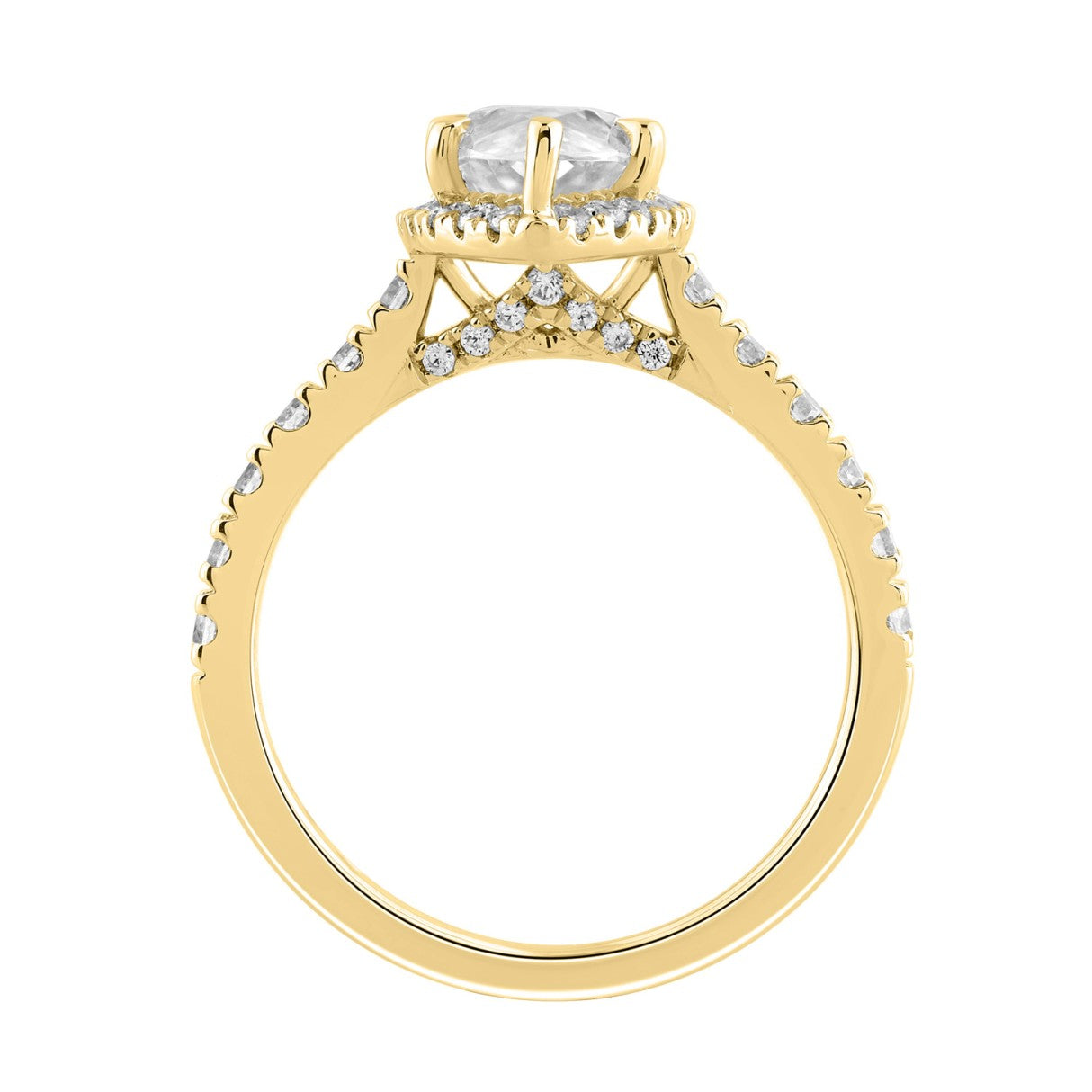Luxury 14K Yellow Gold 3 3/4Ct Round &amp; Marquise Diamond Halo Ring Elegant Bridal Engagement Ring For Women 3Ct Marquise Center Stone (Color F-G -Clarity Vs1/Vs2)