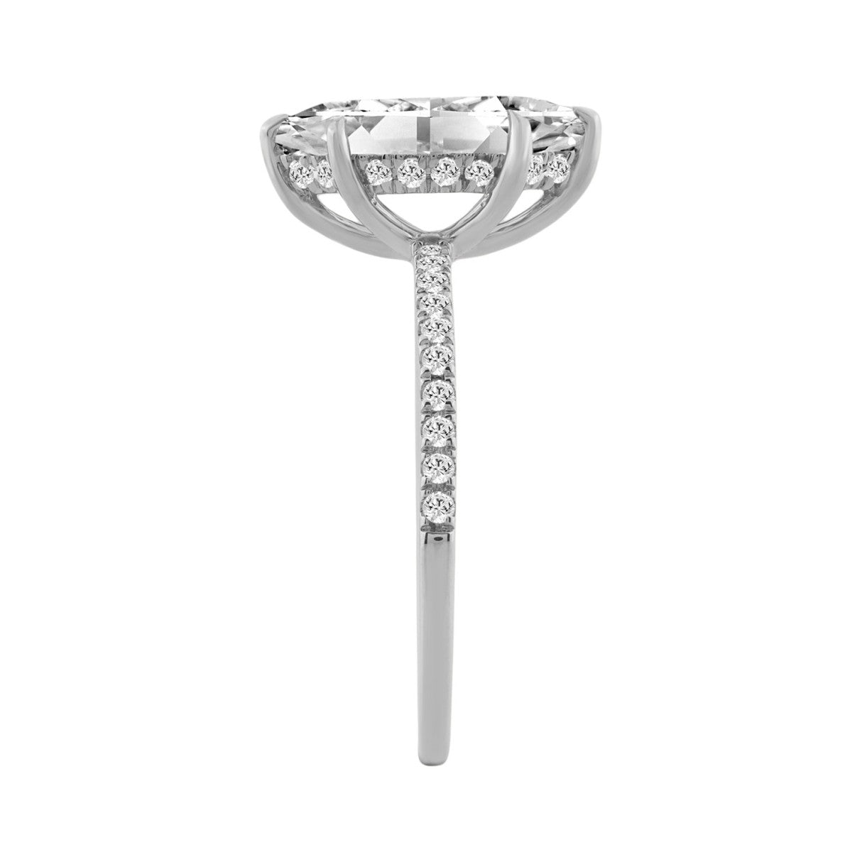 14K WHITE GOLD 1 3/4CT MARQUISE/ROUND DIAMOND LADIES RING (CENTER STONE MARQUISE DIAMOND 1 1/2CT)