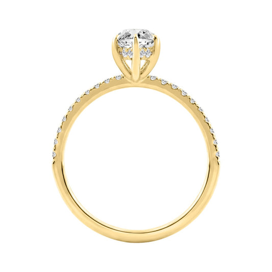 14K YELLOW GOLD 1 3/4CT MARQUISE/ROUND DIAMOND LADIES RING (CENTER STONE MARQUISE DIAMOND 1 1/2CT)