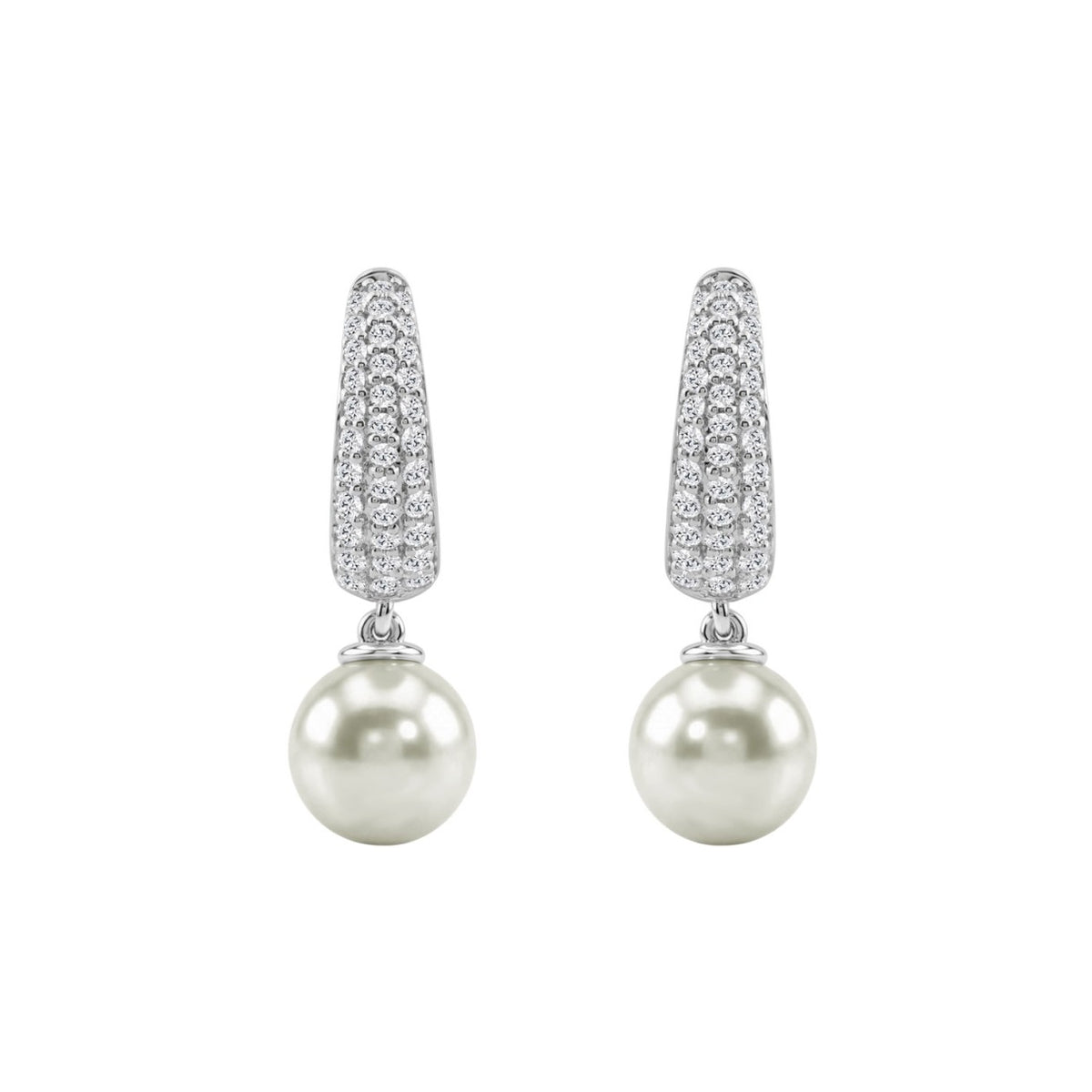 10K White Gold 1/2 Ct Round Diamond &amp; Pearl Hoop Earrings For Women  Classic Pear Shape Drop Fine Jewelry (Color F-G Clarity Vs1/Vs2)