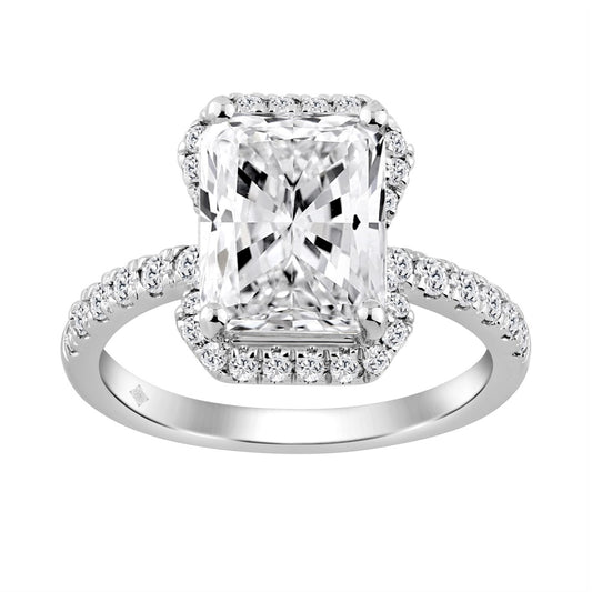 Ladies 14K White Gold Ladies Elegance-Ring 4 1/2CT Round &amp; Radiant Lab Grown Cut Diamond 4.00CT Radiant Center stone (Color F-G -Clarity VS1/VS2)