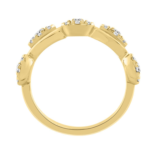 10K Yellow Gold 1/4Ct Round Lab-Grown Diamond Emori Wavy Krissy Ladies Fashion Ring (Color F-G -Clarity Vs1/Vs2)