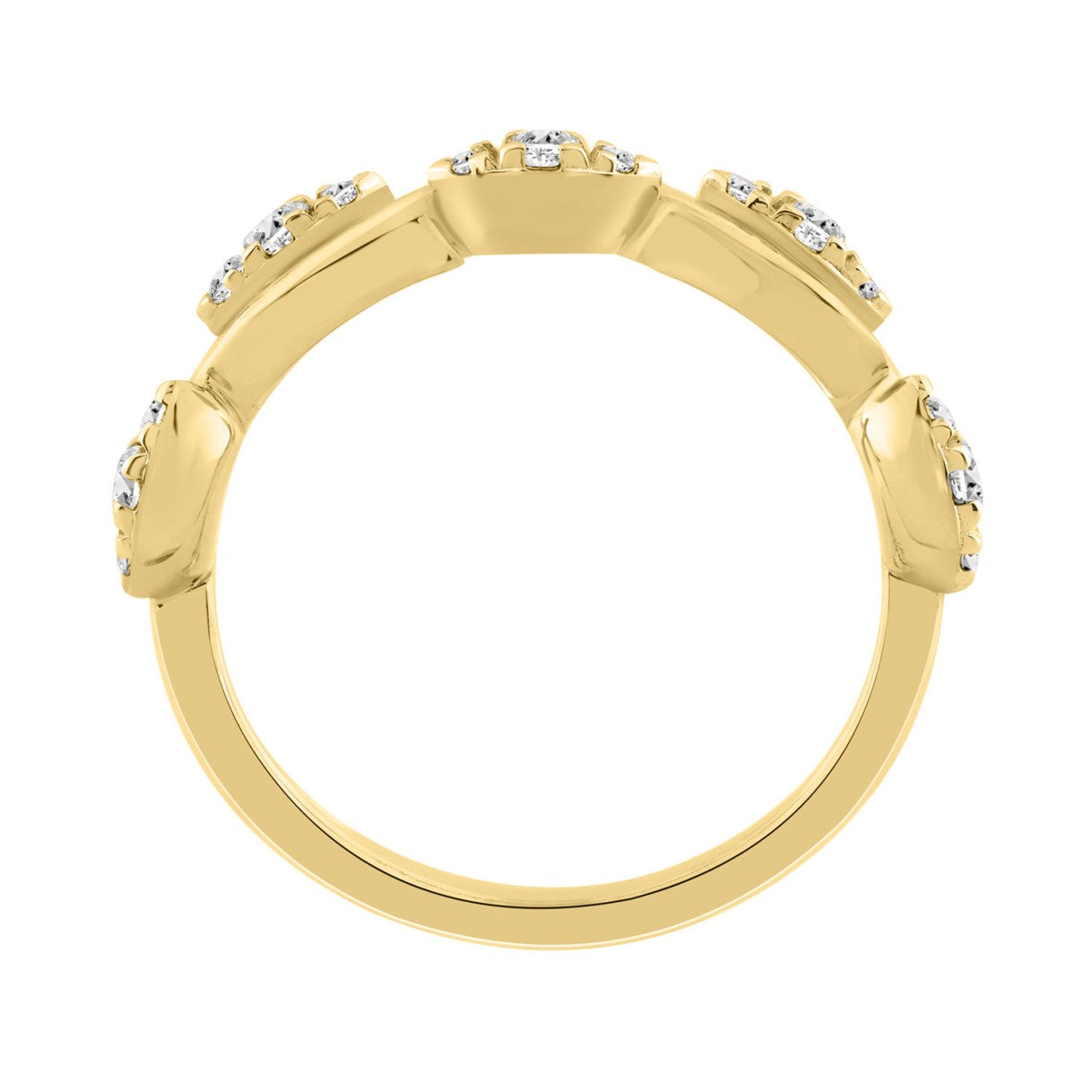 10K Yellow Gold 1/4Ct Round Lab-Grown Diamond Emori Wavy Krissy Ladies Fashion Ring (Color F-G -Clarity Vs1/Vs2)