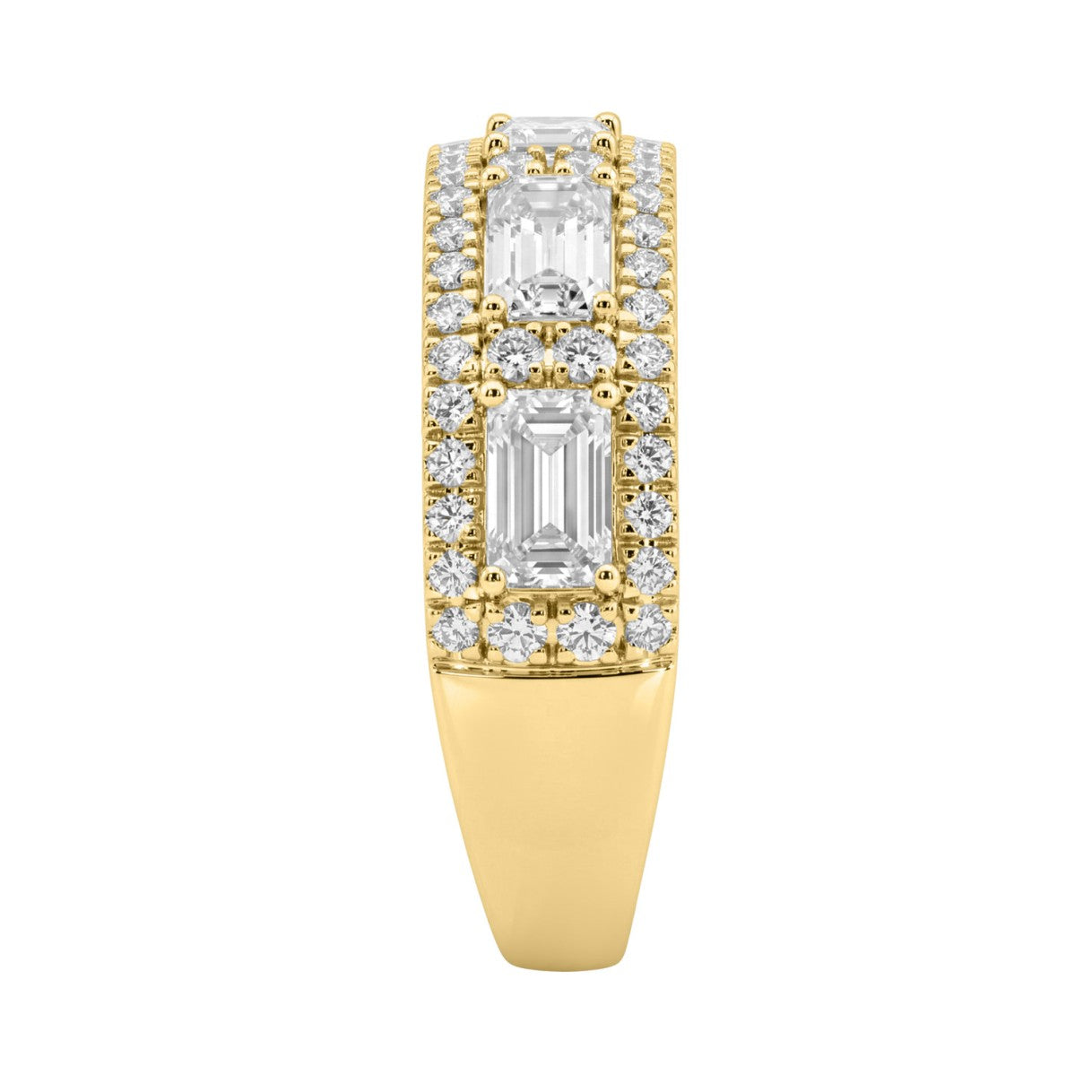 Luxury 2.00Ct 14K Yellow Gold Lab-Grown Diamond Anniversary Ladies Ring Radiant Center & Round Side Diamonds (Color F-G -Clarity Vs1/Vs2)