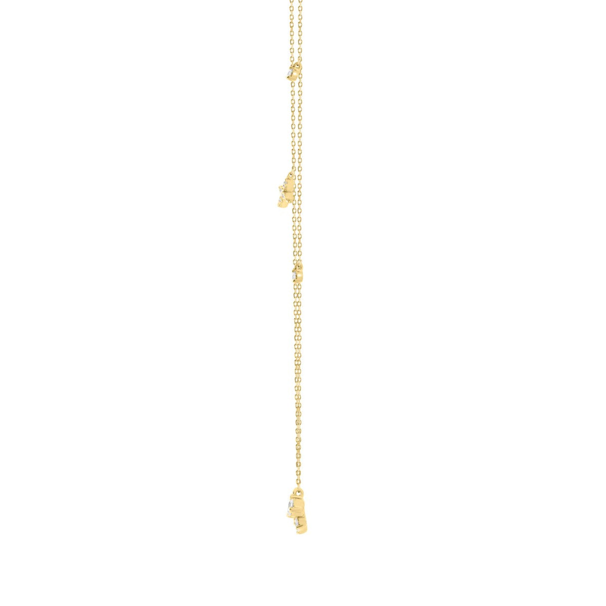 Elegant 10K Yellow Gold 1/3Ct Ladies Necklace Round Diamond Accents Butterfly And Star Charms