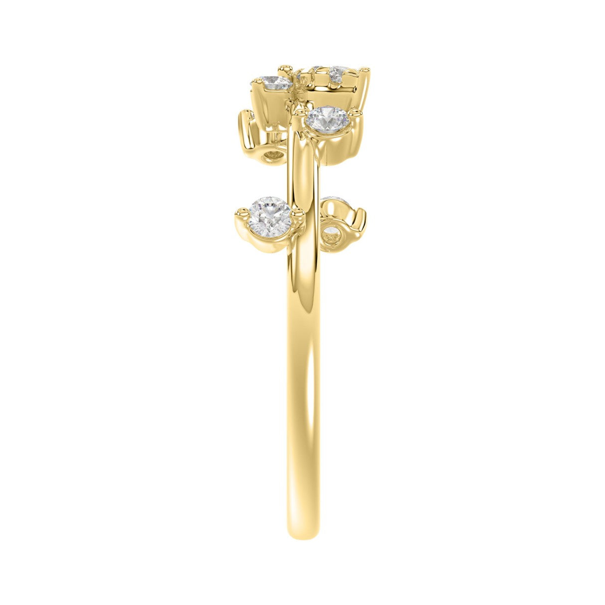 Elegant 10K Yellow Gold Ladies Ring With 1/5Ct Round Diamond And Butterfly Design