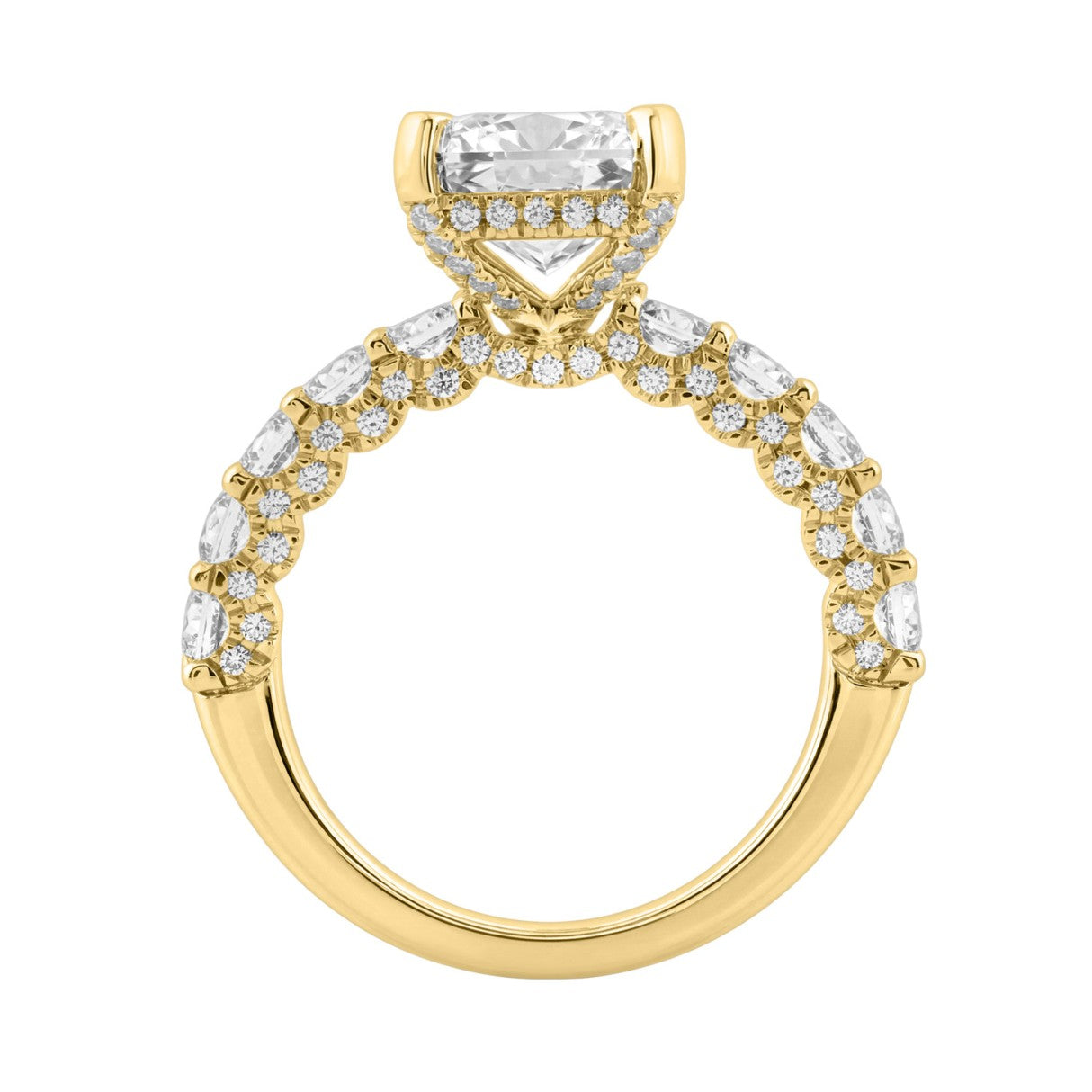 14K Yellow Gold 5 1/2Ct Radiant Cut &amp; Round Diamond Engagement Ring Women Bridal Wedding Ring 4Ct Radiant Center Stone (Color F-G -Clarity Vs1/Vs2)