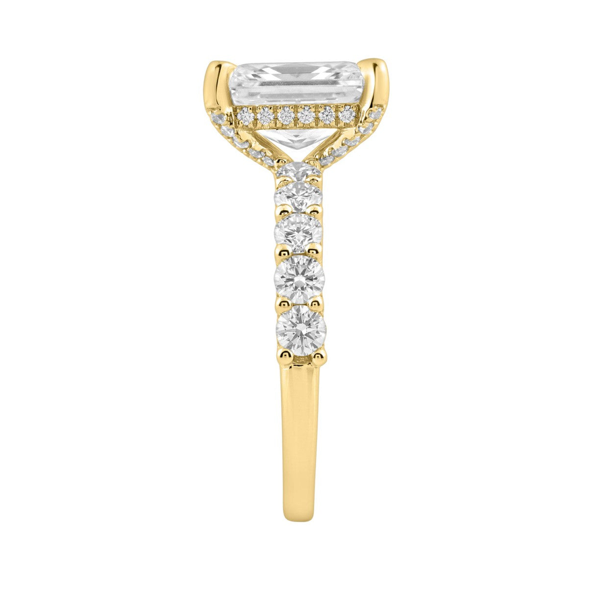 14K Yellow Gold 5 1/2Ct Radiant Cut &amp; Round Diamond Engagement Ring Women Bridal Wedding Ring 4Ct Radiant Center Stone (Color F-G -Clarity Vs1/Vs2)
