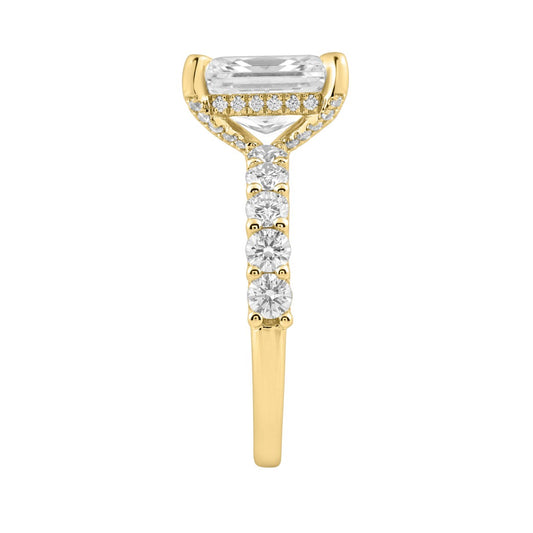 14K Yellow Gold 5 1/2Ct Radiant Cut &amp; Round Diamond Engagement Ring Women Bridal Wedding Ring 4Ct Radiant Center Stone (Color F-G -Clarity Vs1/Vs2)