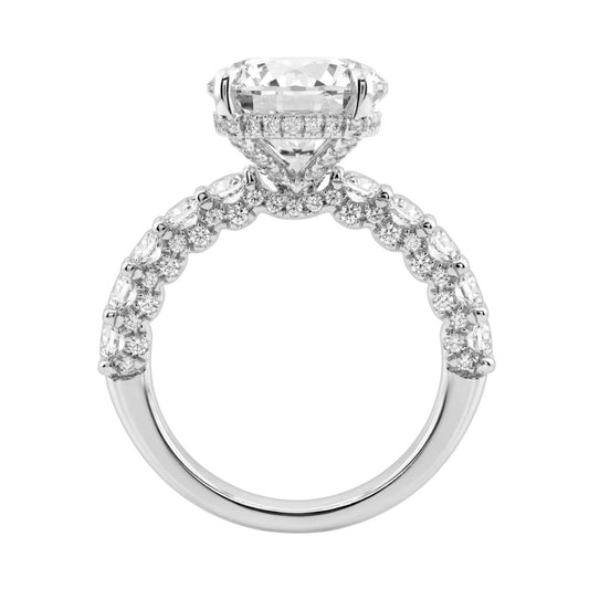 14K White Gold 5 1/2Ct Round Diamond Engagement Ring Women Bridal Wedding Ring 4Ct Round Center Stone (Color F-G -Clarity Vs1/Vs2)