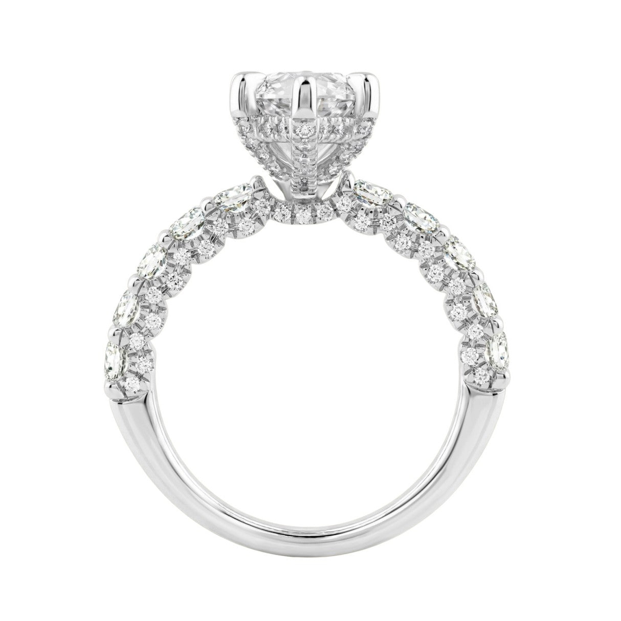 14K White Gold 5 1/2Ct Marquise Cut & Round Diamond Engagement Ring Women Bridal Wedding Ring 4Ct Marquise Center Stone (Color F-G -Clarity Vs1/Vs2)