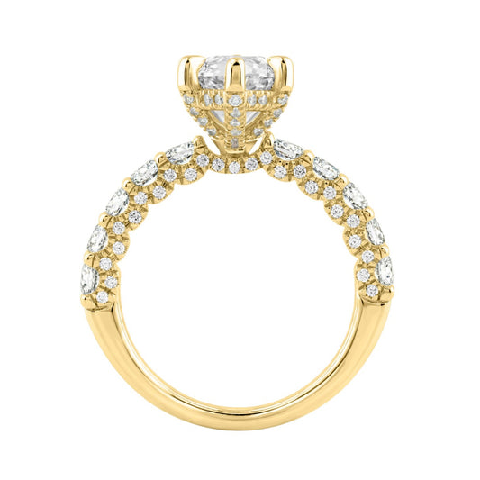 14K Yellow Gold 5 1/2Ct Marquise Cut & Round Diamond Engagement Ring Women Bridal Wedding Ring 4Ct Marquise Center Stone (Color F-G -Clarity Vs1/Vs2)