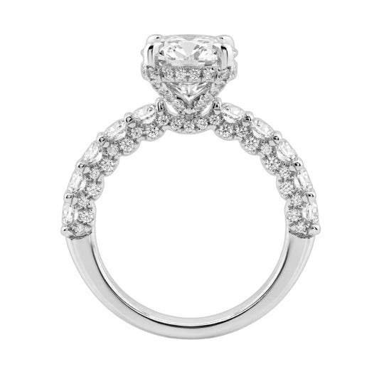 14K White Gold 5 1/2Ct Oval & Round Diamond Engagement Ring Women Bridal Wedding Ring 4Ct Oval Center Stone (Color F-G -Clarity Vs1/Vs2)