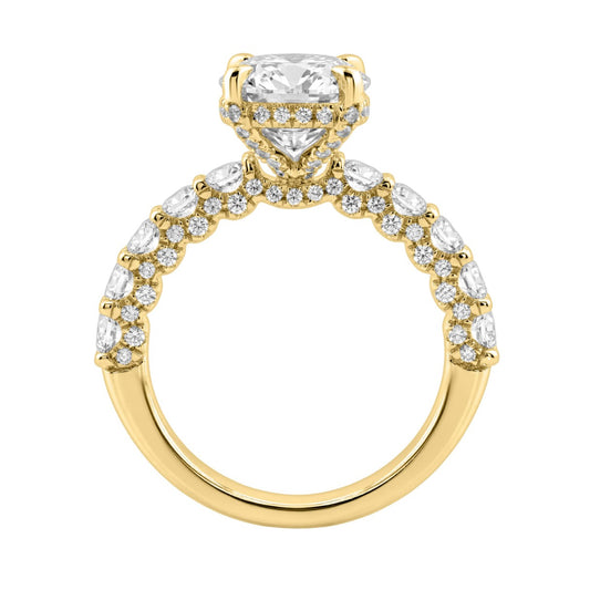 14K Yellow Gold 5 1/2Ct Oval & Round Diamond Engagement Ring Women Bridal Wedding Ring 4Ct Oval Center Stone (Color F-G -Clarity Vs1/Vs2)