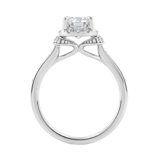 14K White Gold 2 1/2Ct Elongated Cushion Cut Diamond Halo Engagement Ring With Round Diamonds Bridal Ring For Women 2Ct Cushion Center Stone (Color F-G -Clarity Vs1/Vs2)