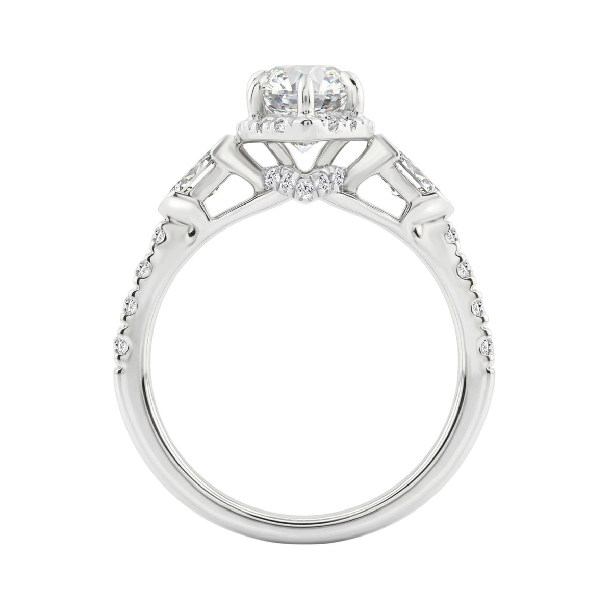 Luxury 14K White Gold 3.00 Ct Marquise, Oval And Round Diamond Halo Bridal Engagement Ring For Women 2Ct Marquise Center Stone (Color F-G -Clarity Vs1/Vs2)