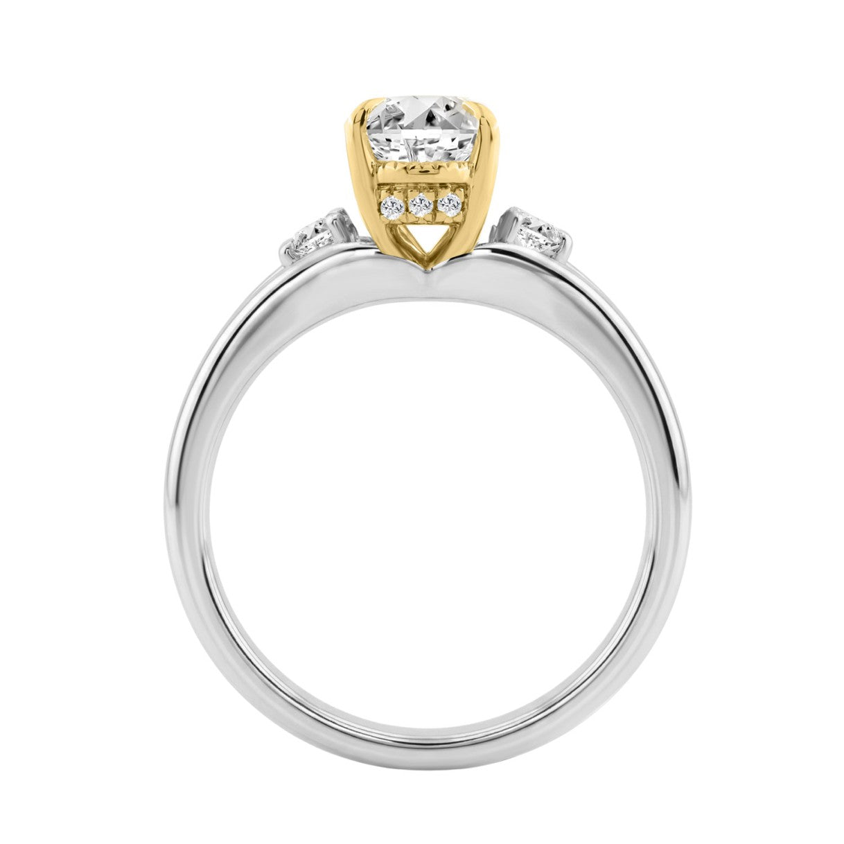 Elegance14K White/Yellow Gold Diamond Engagement Ring 2 1/4Ct Elongated Oval Center With Round Side Stones, Women Ring 2Ct Oval Center Stone (Color F-G -Clarity Vs1/Vs2)