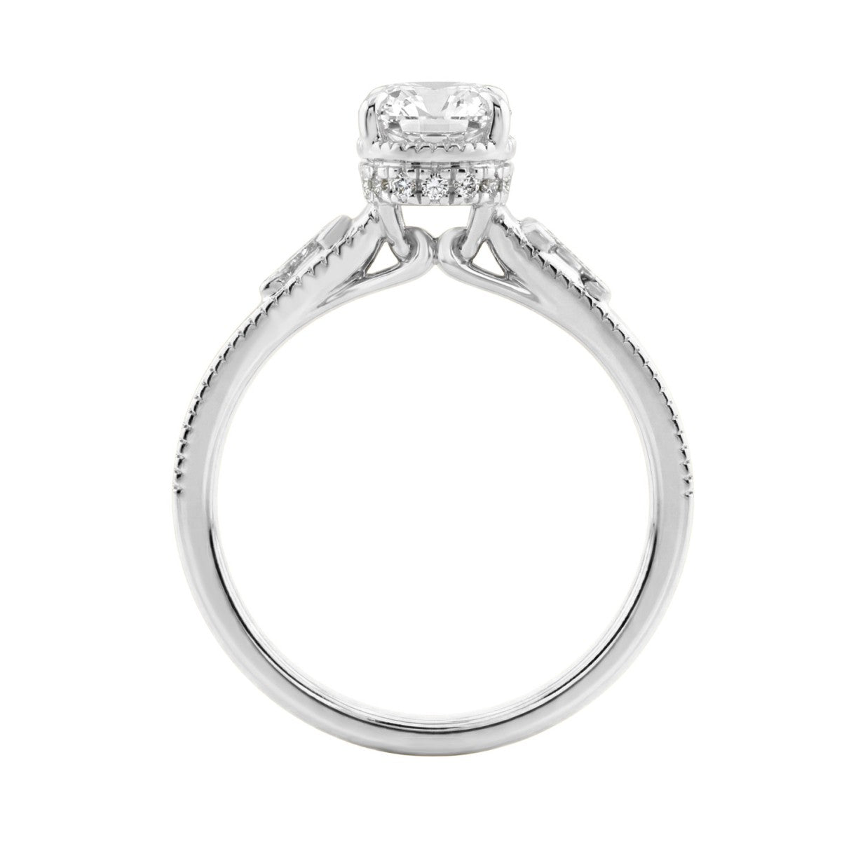 LADIES 14K White Gold 2 1/6Ct Diamond Engagement Ring Elongated Cushion Cut Center With Round Side Stones, Elegant Fine Ring 2Ct Cushion Center Stone (Color F-G -Clarity Vs1/Vs2)