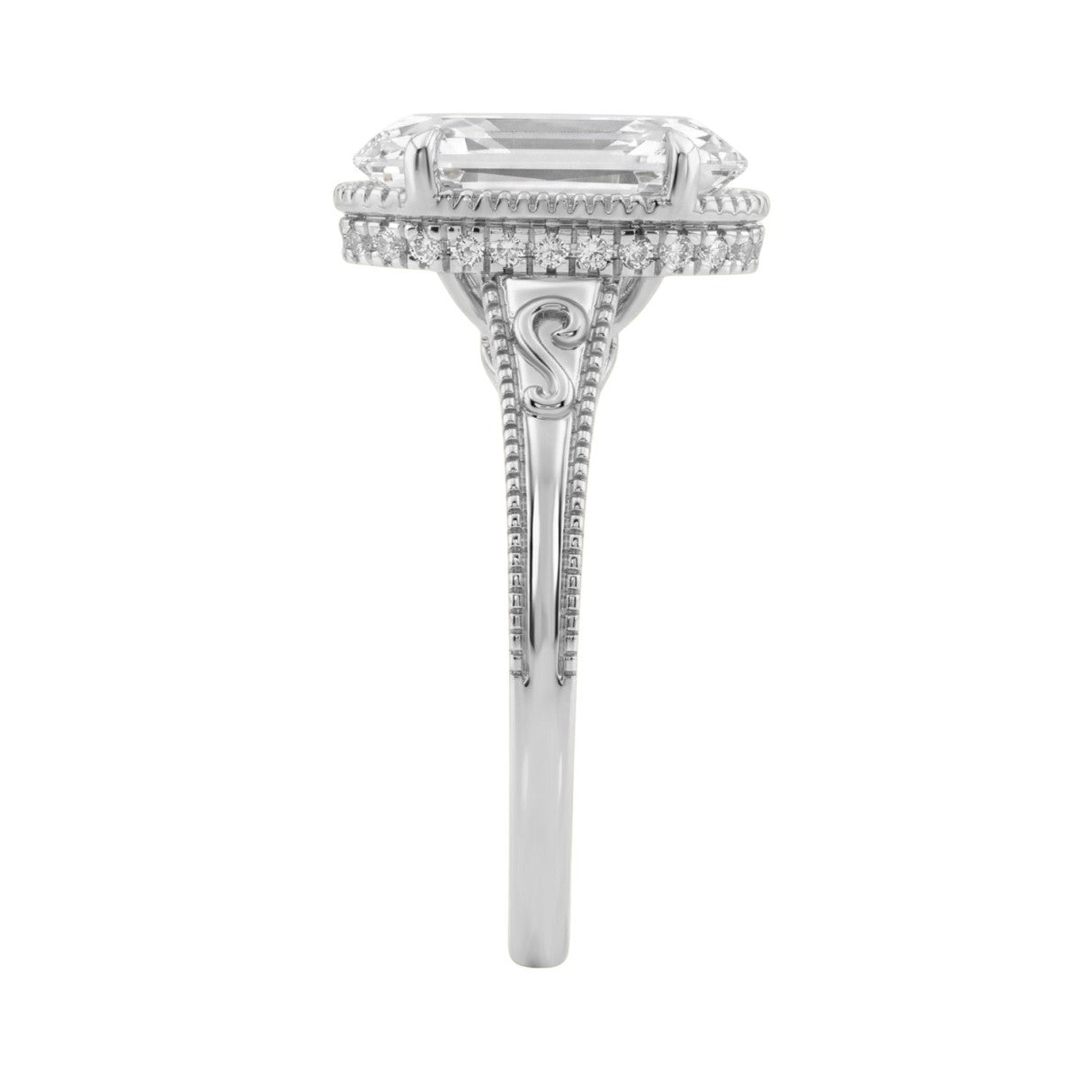 LADIES 14K White Gold 2 1/6Ct Diamond Engagement Ring Elongated Oval Cut Center With Round Side Stones, Elegant Fine Ring 2Ct Oval Center Stone (Color F-G -Clarity Vs1/Vs2)