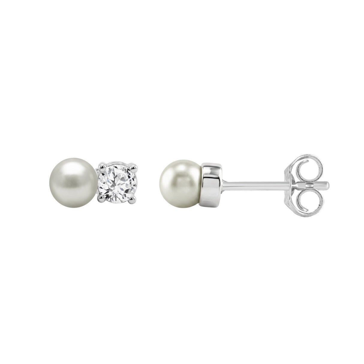 10K WHITE GOLD 1/4CT ROUND DIAMOND PEARL FASHION LADIES EARRINGS  CLASSIC FINE JEWELRY FOR HER (COLOR F-G CLARITY VS1/VS2)