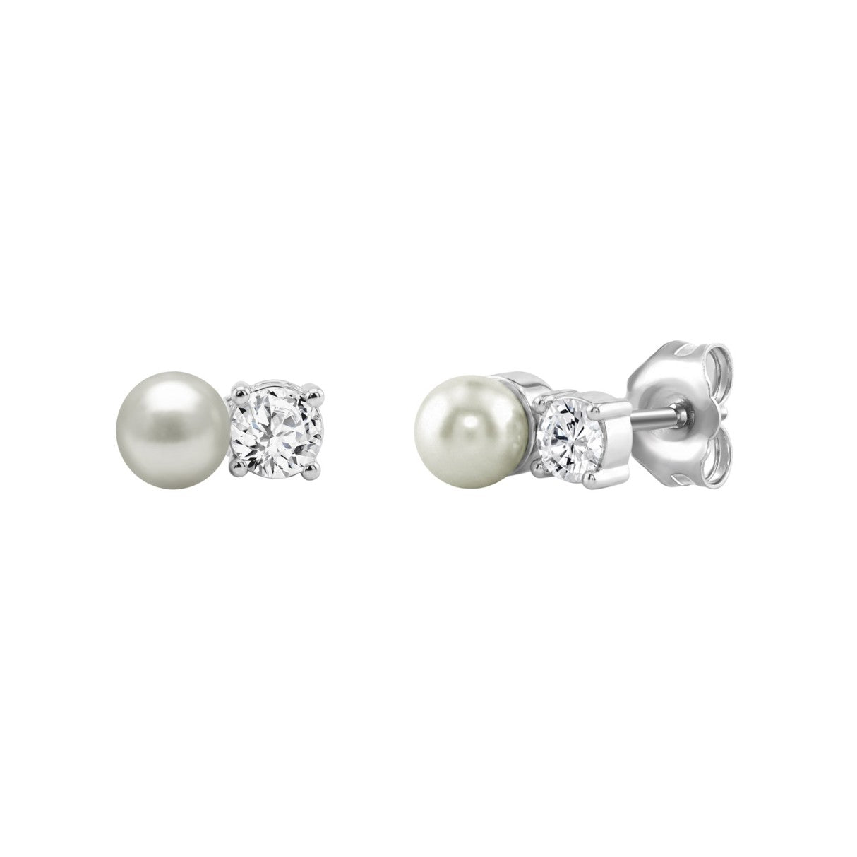 10K WHITE GOLD 1/4CT ROUND DIAMOND PEARL FASHION LADIES EARRINGS  CLASSIC FINE JEWELRY FOR HER (COLOR F-G CLARITY VS1/VS2)