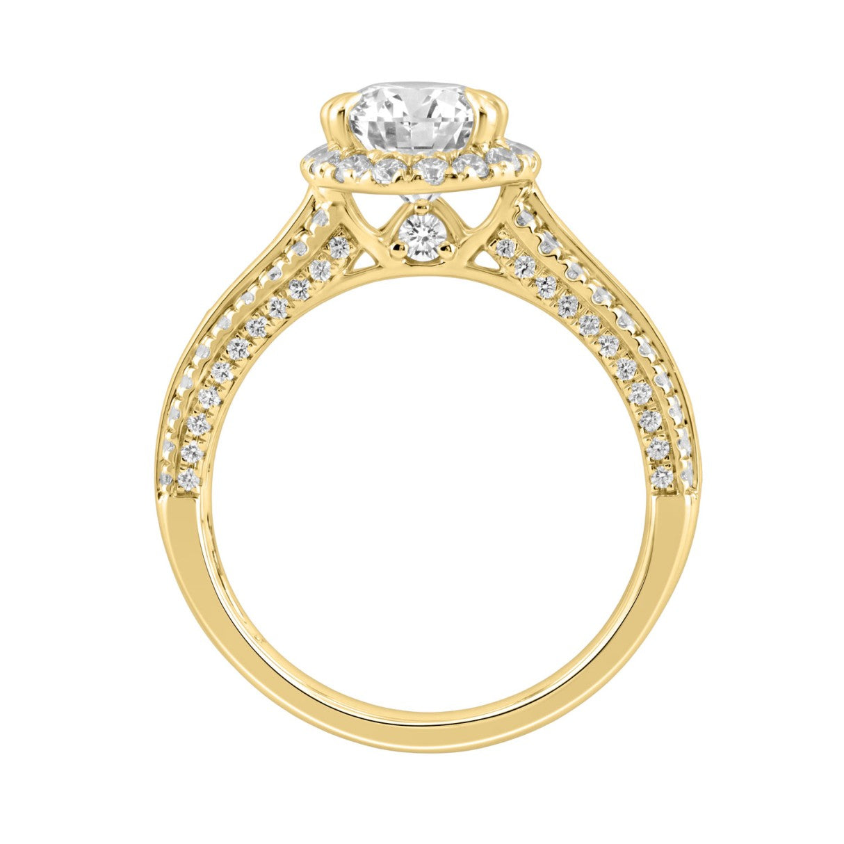 14K Yellow Gold 3.00 Ct Diamond Halo Engagement Ring For Women Elongated 2Ct Pear Cut Center Stone With Round & Baguette Side Stones, Luxury Bridal Ring (Color F-G -Clarity Vs1/Vs2)