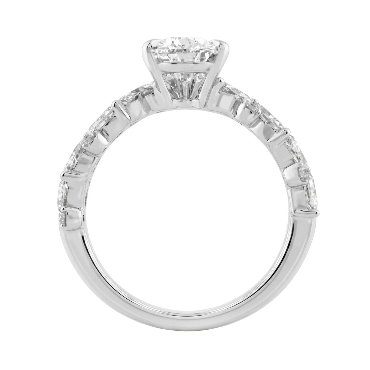 14K White Gold 3.00 Ct Diamond Halo Engagement Ring For Women Elongated 2Ct Pear Cut Center Stone With Round &amp; Marquise Side Stones, Luxury Bridal Ring (Color F-G -Clarity Vs1/Vs2)